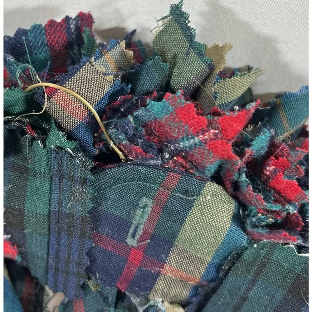 Handmade Pendleton Wool Shirt Wreath 12” Christmas Winter Plaid Red Velvet Bow
